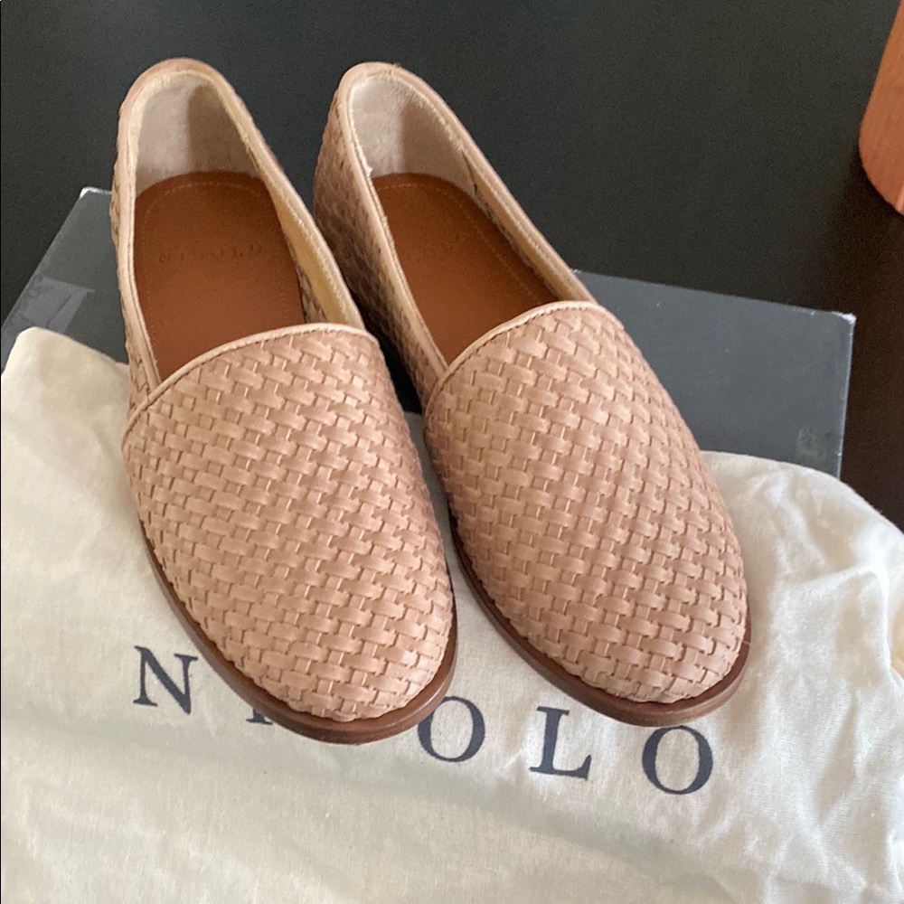 Nisolo Tan Loafers with Intricate Woven Design